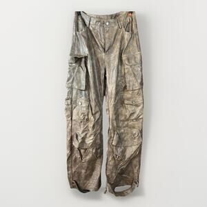 Rehab Lab Faux Leather Cargo Pants Brown Multi Pocket Streetwear Size M